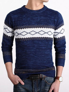 Tricots de coton Chic bleu impression pull pour hommes