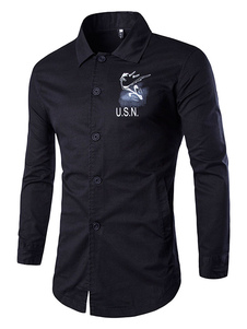 Chemise à carreaux imprimé noir formant chemise en coton pour hommes