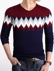 Color Block Sweater impression coton Chic tricots pour hommes