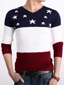 Color Block impression pull coton Chic tricots pour hommes