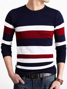 Bandes multicolores impression pull coton Chic tricots pour hommes