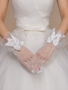 Mariage Ivoire gants arc semi Sheer Tulle