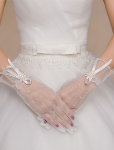 Tulle mariage Ivoire gants Ribbon Bow