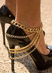 Chaîne de cheville or couches frange Chic bracelet de cheville métallique pour femmes