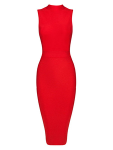 Robe rayonne Split rouge robe Bodycon