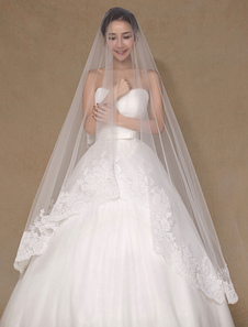 Mariage de moniste appliques voile Tulle dentelle voile nuptiale (longueur 300cm)