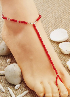 Plage rouge bracelet de cheville perles Anklet Chic pour les femmes