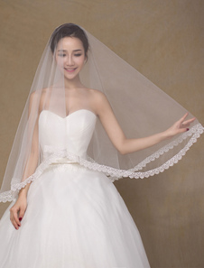 Moniste Wedding Bridal Veil appliques dentelle voile (longueur 150cm)