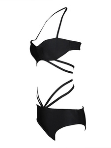 Licol noir maillot de bain maillot de bain Backless découpe Chic rayonne pour les femmes