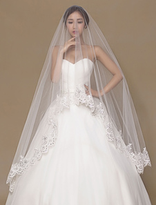 Moniste Wedding Veil appliques dentelle semi Sheer Bridal Veil (longueur 300 cm)