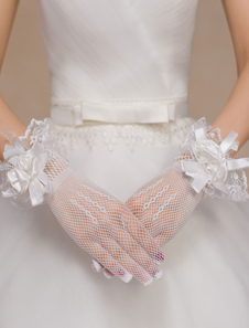 Gants de mariage Ivoire Bow Chic Net gants