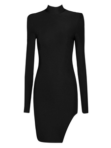 Robe Bodycon noire Split découpe rayonne Party Dress