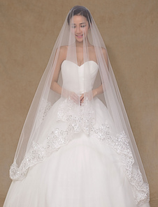 Moniste appliques mariage voile Tulle dentelle tendance voile nuptiale (longueur 300cm)