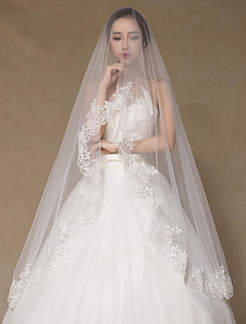 Voile mariage moniste appliques Chic semi Sheer de dentelle voile nuptiale (longueur 300 cm)