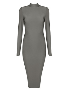 Robe gris Slim Fit rayonne Bodycon Dress