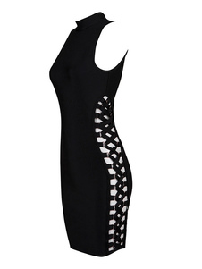 Robe blanche Bodycon court robe découpe rayonne