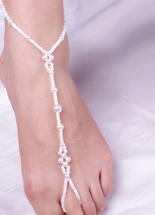 Anklet blanc perlé cheville tendance pour femmes