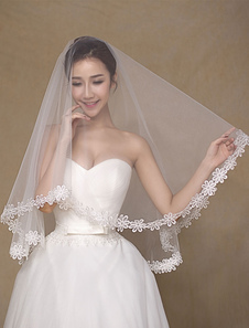 Moniste Wedding Bridal Veil appliques dentelle semi Sheer Veil (longueur 150 cm)