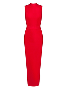 Robe Bodycon rouge divisé rayonne Chic Party Dress
