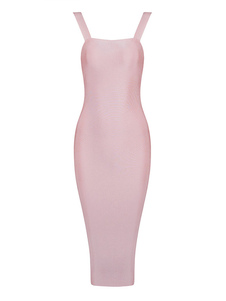 Robe Bodycon rose bretelles robe dos-nu rayonne