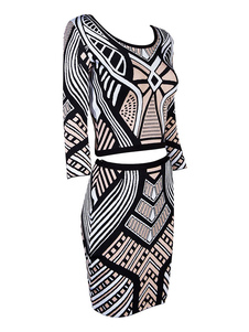 Robe rayonne imprimée multicolore Bodycon Dress