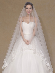 Ivoire moniste Wedding Veil Applique Tulle dentelle Chic voile nuptiale (longueur 300cm)