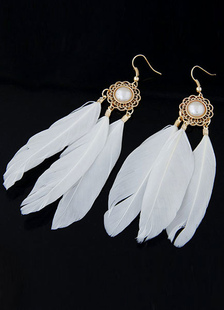 Boucles d'oreilles blanc perles plume Chic boucles d'oreilles pour femmes