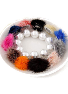 Boucles d'oreilles multicolore fourrure perle boucles d'oreilles métal pour femmes