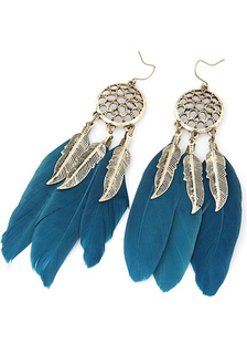 Boucles d'oreilles bleu plume Chic boucles d'oreilles