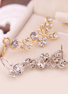 Boucles d'oreilles multicolore papillon strass métal boucles d'oreilles pour femmes