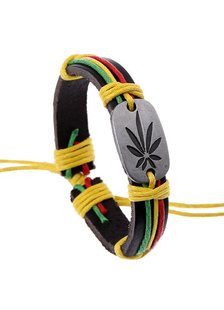 Bracelet multicolore feuilles en Faux cuir Bracelet pour hommes