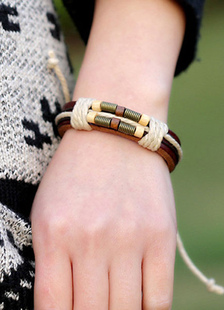 Bracelet multicolor en couches en Faux cuir Bracelet pour hommes