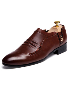 Cuir marron Chaussures Slip-Ons PU robe élégante pour les hommes