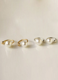 Boucles d'oreilles blancs perle boucles d'oreilles métalliques pour femmes