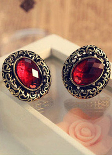 Boucles d'oreilles rouges forme strass Vintage métal boucles d'oreilles pour les femmes