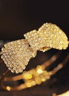 Bracelet métal Bracelet en or noeud motif Strass pour femmes