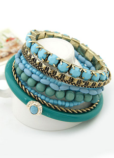 Bracelet Bohême bleu couches Bracelet métal pour femmes