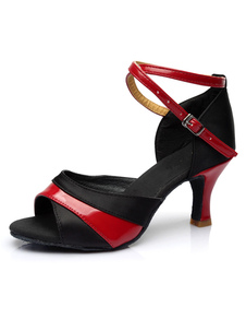 Danse latine bicolore Sandals bretelles Satin talons