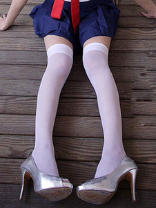 Bas blancs Angel Cosplay Spandex collants pour femmes