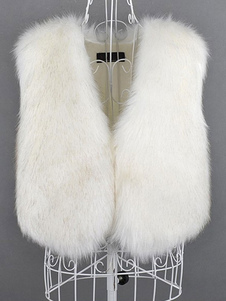 Gilet tendance blanc fausse fourrure Polyester veste pour femmes