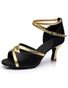 Danses latines noir sandales sangles Satin talons