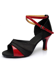 Danses latines noir sandales Chic bretelles Satin talons