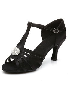 Sandales noires danse latine couper sangles Satin talons