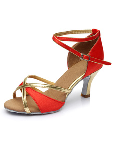 Danse latine multicolore sandales sangles Satin talons