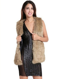 Terre jaune gilet fausse fourrure Polyester veste pour femmes