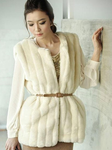 Gilet blanc écru fausse fourrure Polyester veste pour femmes