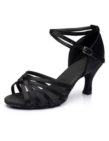 Sandales noires danse latine couper sangles Satin talons