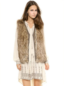 Light Tan gilet fausse fourrure Polyester veste tendance pour les femmes