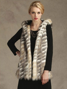 Gilet bicolore fausse fourrure Polyester veste pour femmes