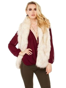 Gilet beige fausse fourrure Polyester gilet élégant pour les femmes